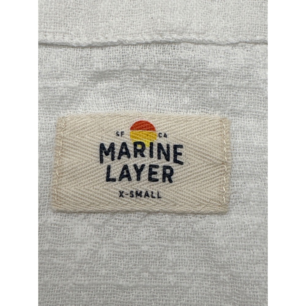 Marine Layer Henley Top Womens XS White Textured Cotton Gauze Short Sleeve Boho - Picture 6 of 8